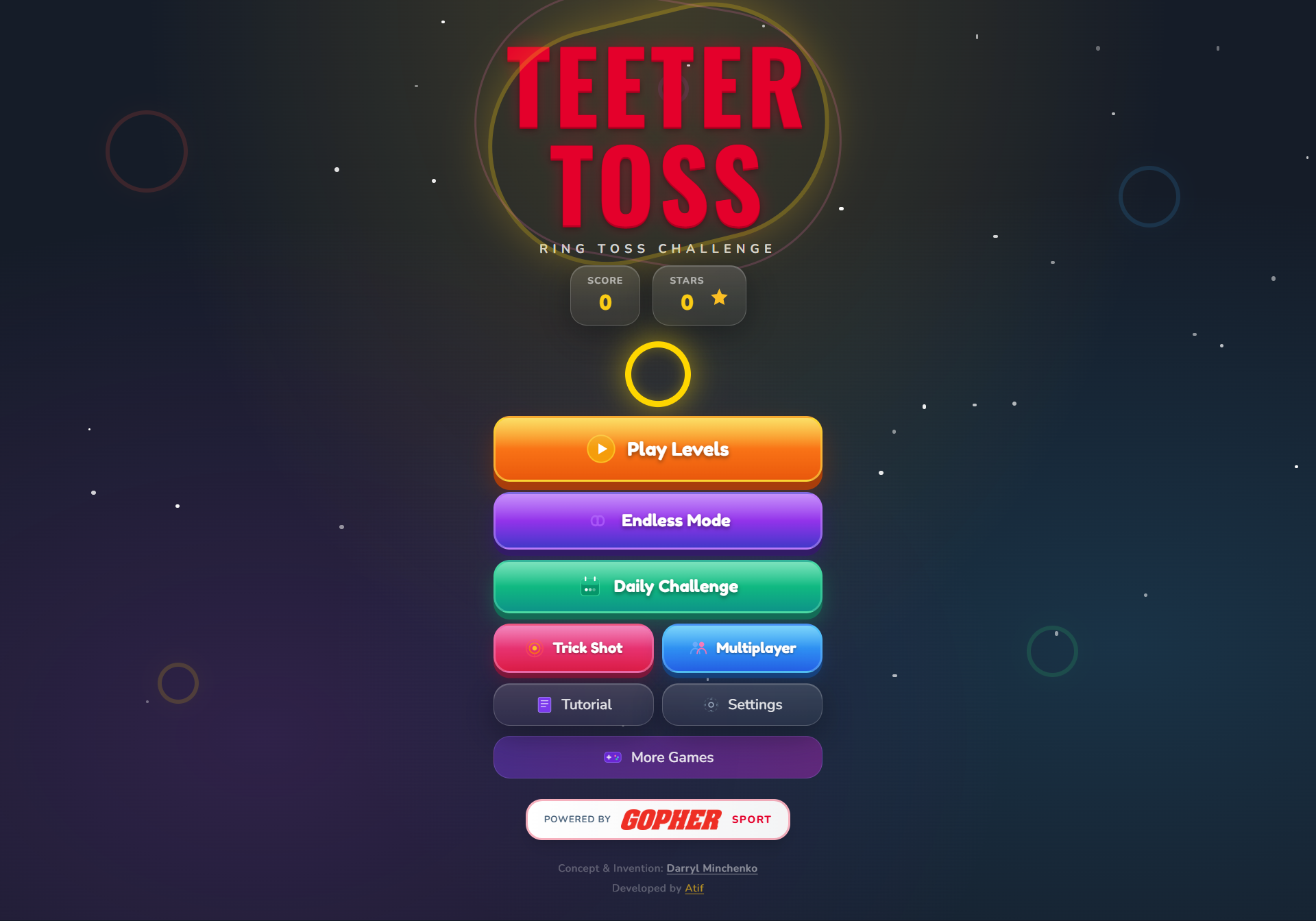 Screenshot of the TeeterToss Spring Challenge online physics game gameplay
